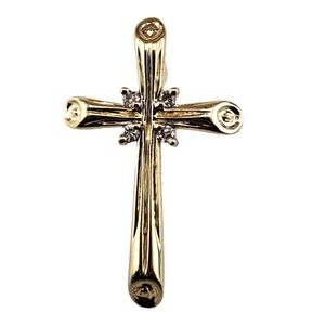 14 Karat Yellow Gold and Diamond Cross Pendant #18956